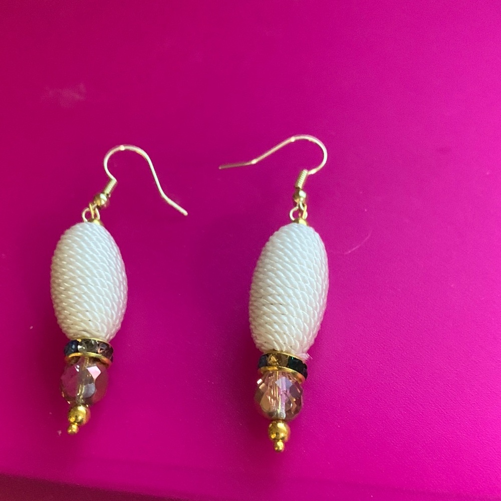 Elegant White and Gold Earrings